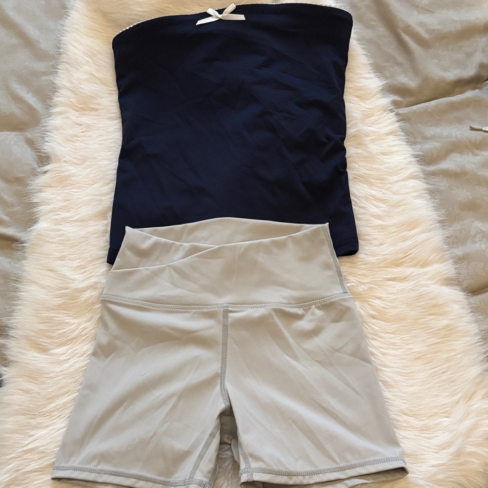 Stylish Women's Navy and Gray Bike Shorts